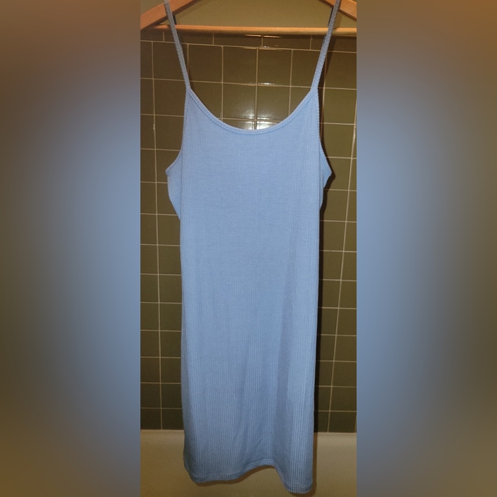 Ribbed light blue bodycon dress
